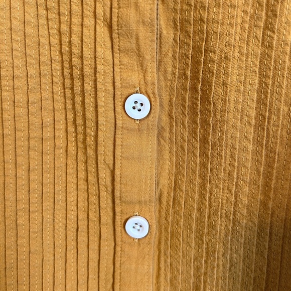 MADEWELL Pleated Flutter Sleeve Peplum Top in Vintage Gold, L - Picture 4 of 10